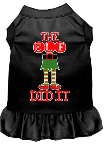 The Elf Did It Screen Print Dog Dress Black 4x