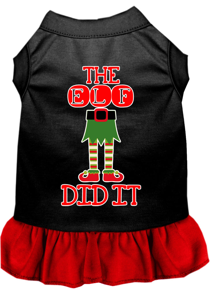 The Elf Did It Screen Print Dog Dress Black With Red Lg