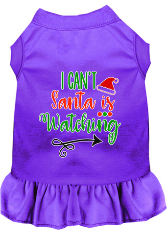 I Can't, Santa Is Watching Screen Print Dog Dress Purple 4x