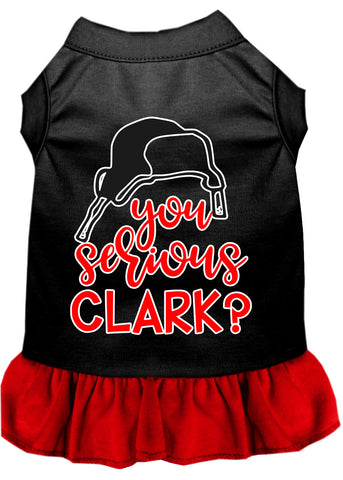 You Serious Clark? Screen Print Dog Dress Black With Red Lg