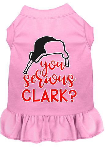 You Serious Clark? Screen Print Dog Dress Light Pink Xl