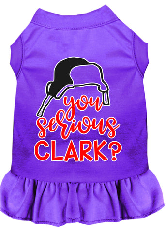 You Serious Clark? Screen Print Dog Dress Purple 4x