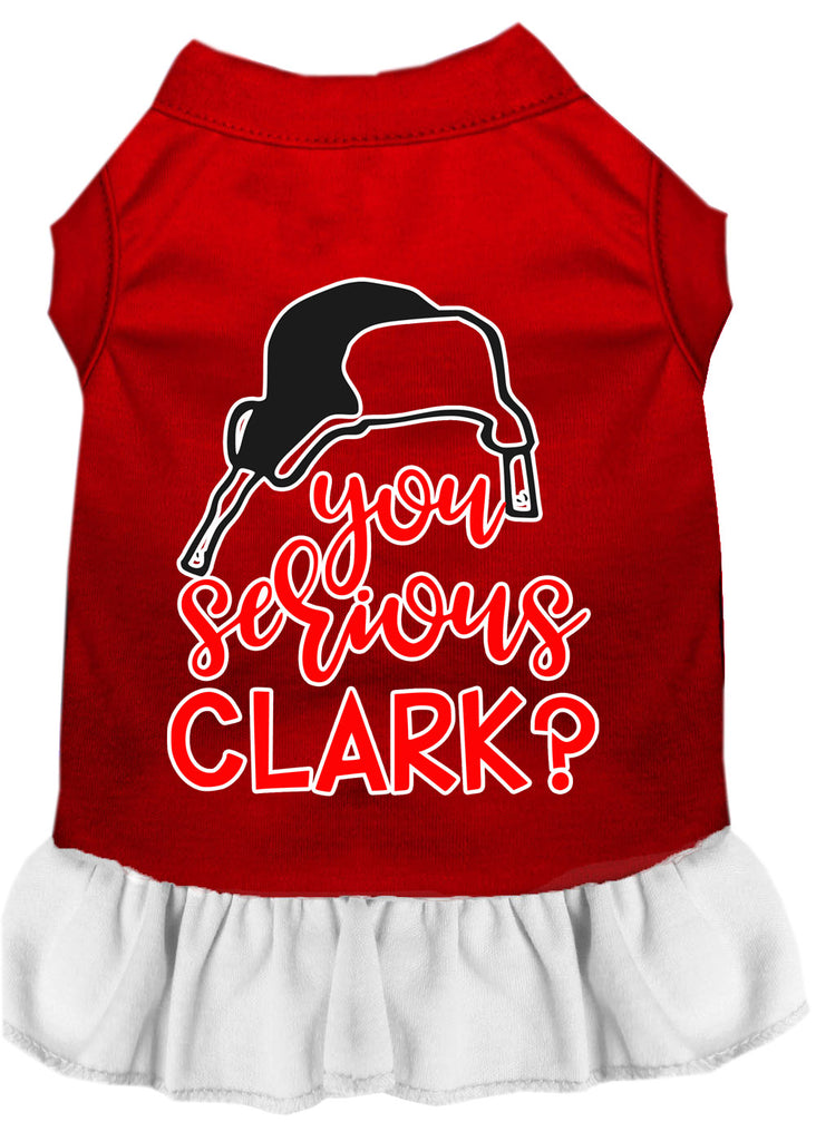 You Serious Clark? Screen Print Dog Dress Red With White Lg