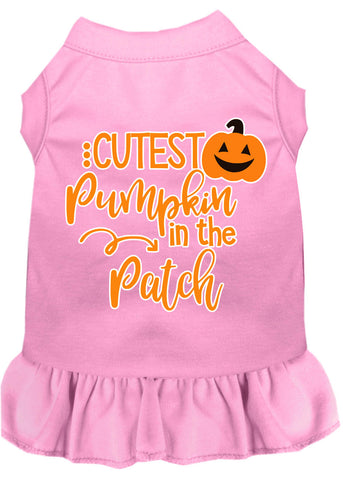 Cutest Pumpkin In The Patch Screen Print Dog Dress Light Pink 4x