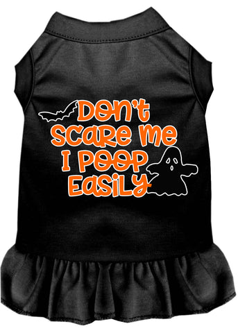 Don't Scare Me, Poops Easily Screen Print Dog Dress Black Xl