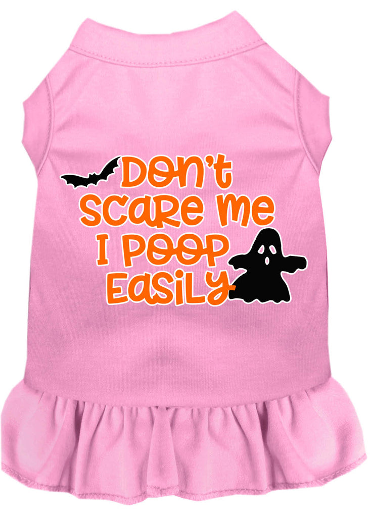 Don't Scare Me, Poops Easily Screen Print Dog Dress Light Pink Med