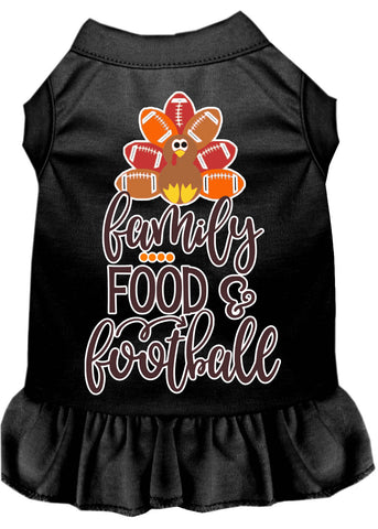 Family, Food, And Football Screen Print Dog Dress Black 4x