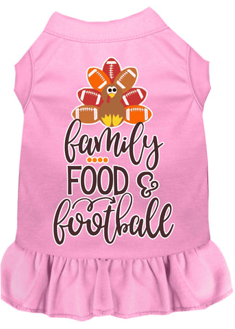 Family, Food, And Football Screen Print Dog Dress Light Pink Lg