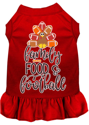 Family, Food, And Football Screen Print Dog Dress Red Xxxl