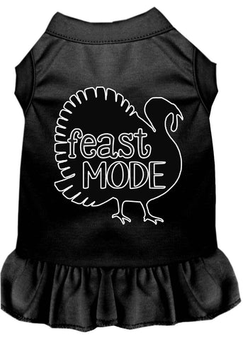 Feast Mode Screen Print Dog Dress Black 4x