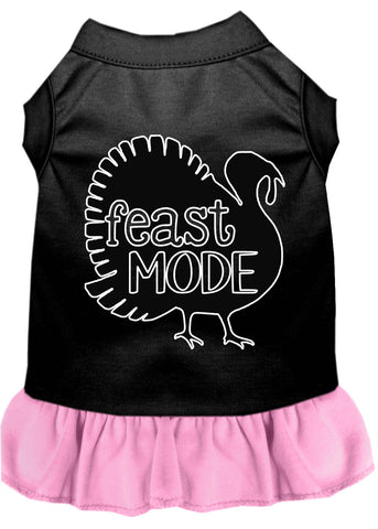 Feast Mode Screen Print Dog Dress Black With Light Pink Med