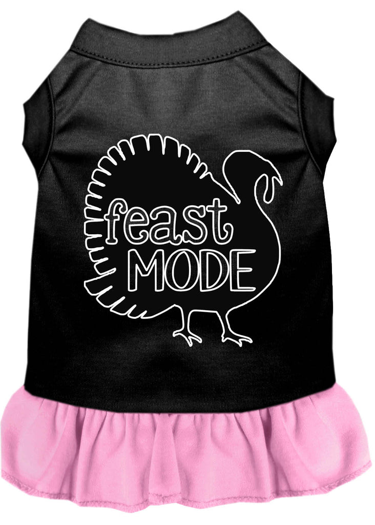 Feast Mode Screen Print Dog Dress Black With Light Pink Sm