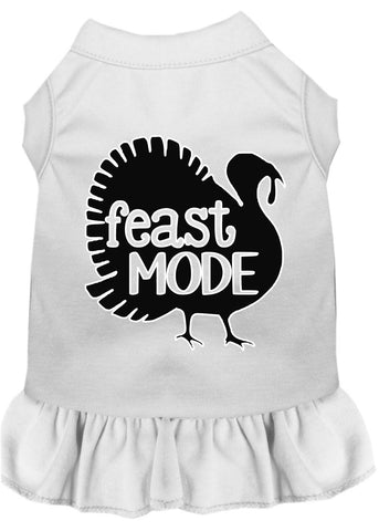 Feast Mode Screen Print Dog Dress White 4x