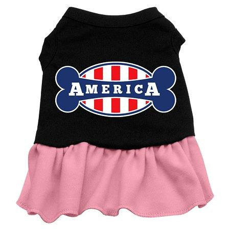 Bonely in America Screen Print Dress Black with Pink Sm (10)