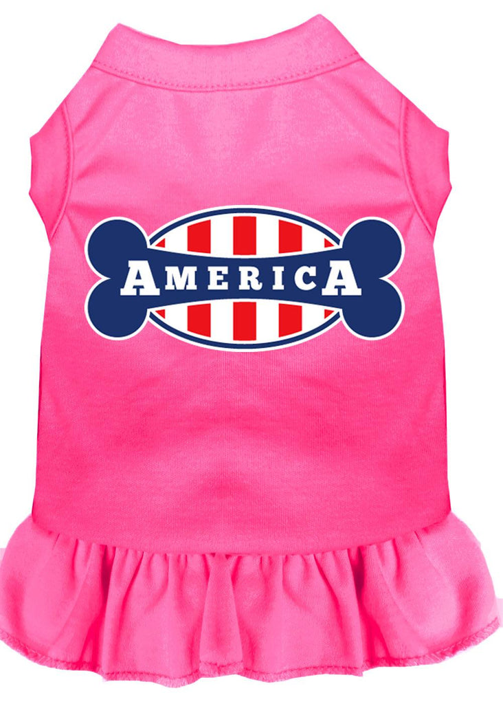 Bonely In America Screen Print Dress Bright Pink Sm (10)