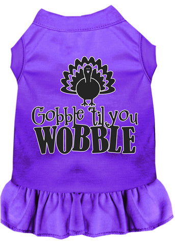 Gobble Til You Wobble Screen Print Dog Dress Purple 4x