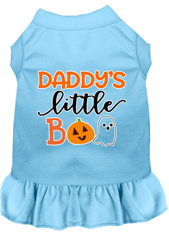 Daddy's Little Boo Screen Print Dog Dress Baby Blue Xl