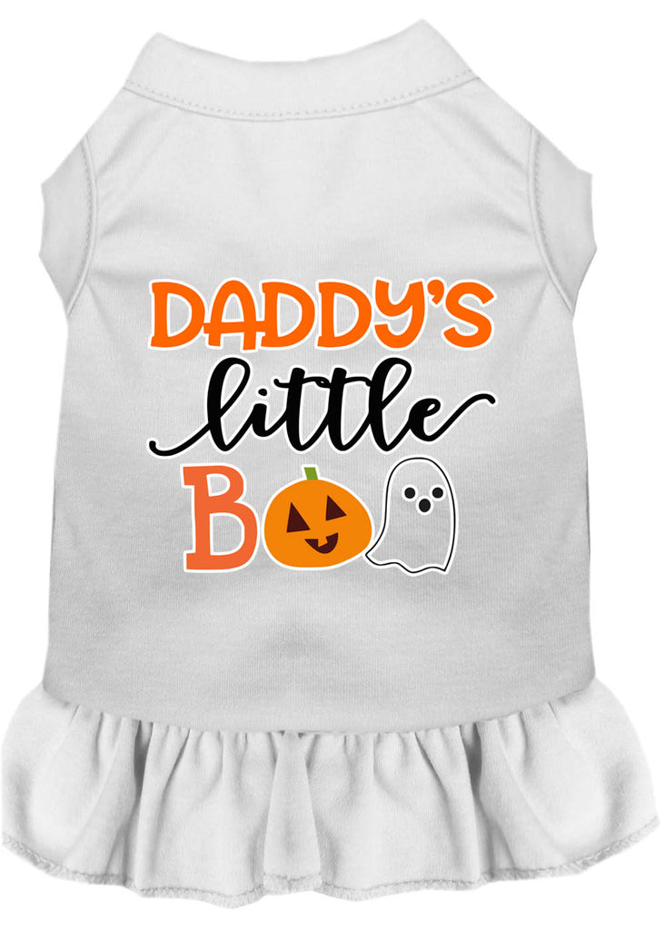 Daddy's Little Boo Screen Print Dog Dress White Xl