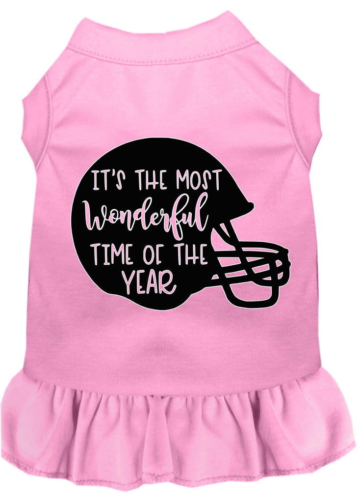 Most Wonderful Time Of The Year (football) Screen Print Dog Dress Light Pink Xxxl