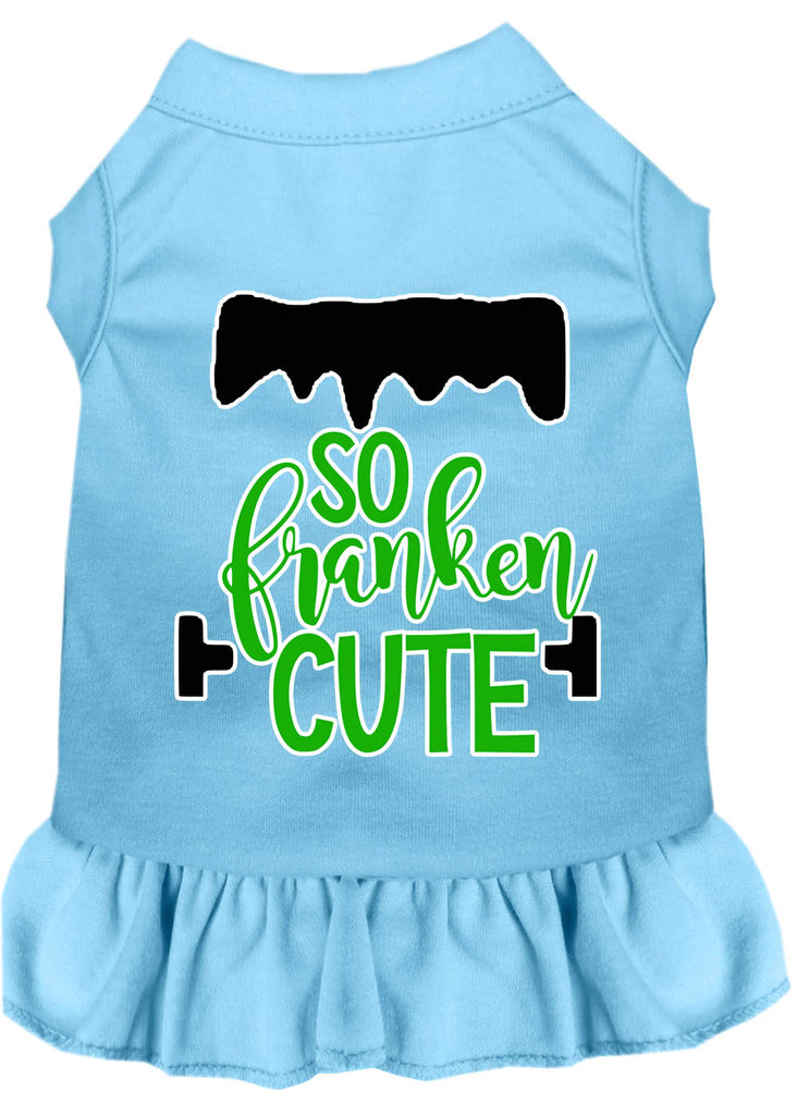 So Franken Cute Screen Print Dog Dress Baby Blue 4x