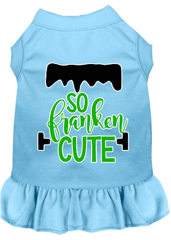 So Franken Cute Screen Print Dog Dress Baby Blue Lg