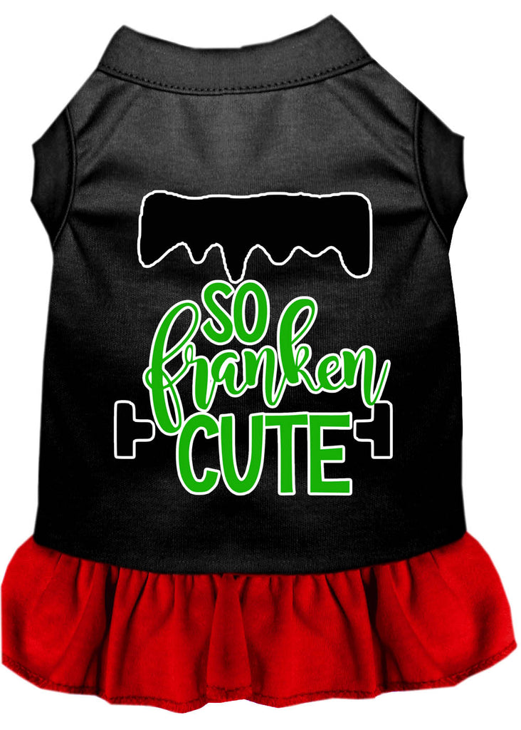 So Franken Cute Screen Print Dog Dress Black With Red Med