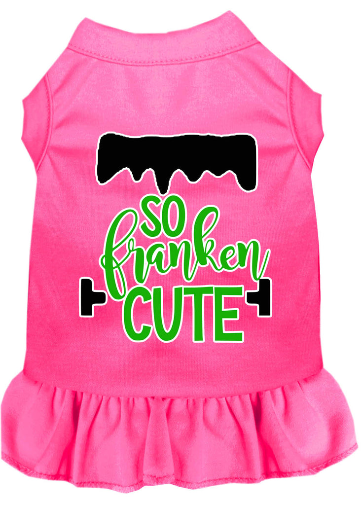 So Franken Cute Screen Print Dog Dress Bright Pink 4x