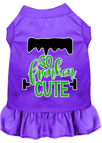 So Franken Cute Screen Print Dog Dress Purple 4x