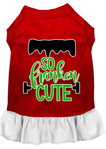 So Franken Cute Screen Print Dog Dress Red With White Lg