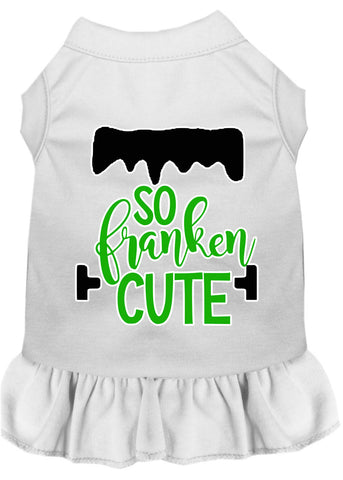 So Franken Cute Screen Print Dog Dress White Lg