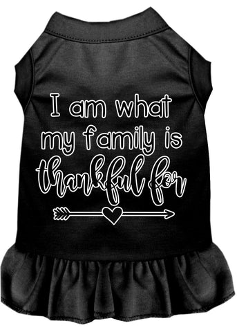 I Am What My Family Is Thankful For Screen Print Dog Dress Black 4x