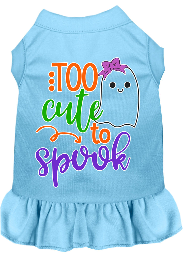 Too Cute To Spook-girly Ghost Screen Print Dog Dress Baby Blue Med