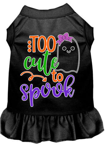 Too Cute To Spook-girly Ghost Screen Print Dog Dress Black 4x