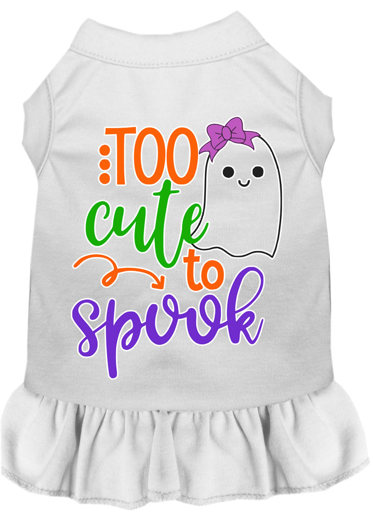 Too Cute To Spook-girly Ghost Screen Print Dog Dress White 4x