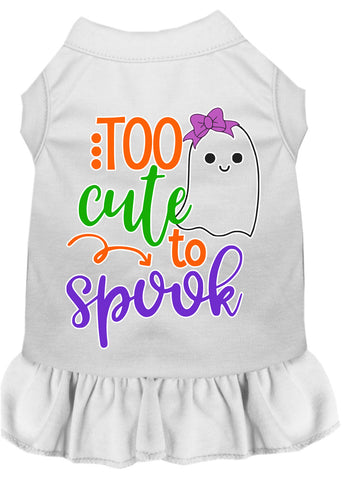 Too Cute To Spook-girly Ghost Screen Print Dog Dress White 4x