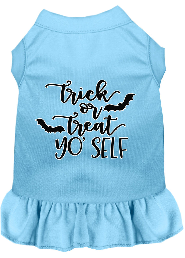 Trick Or Treat Yo' Self Screen Print Dog Dress Baby Blue Xs