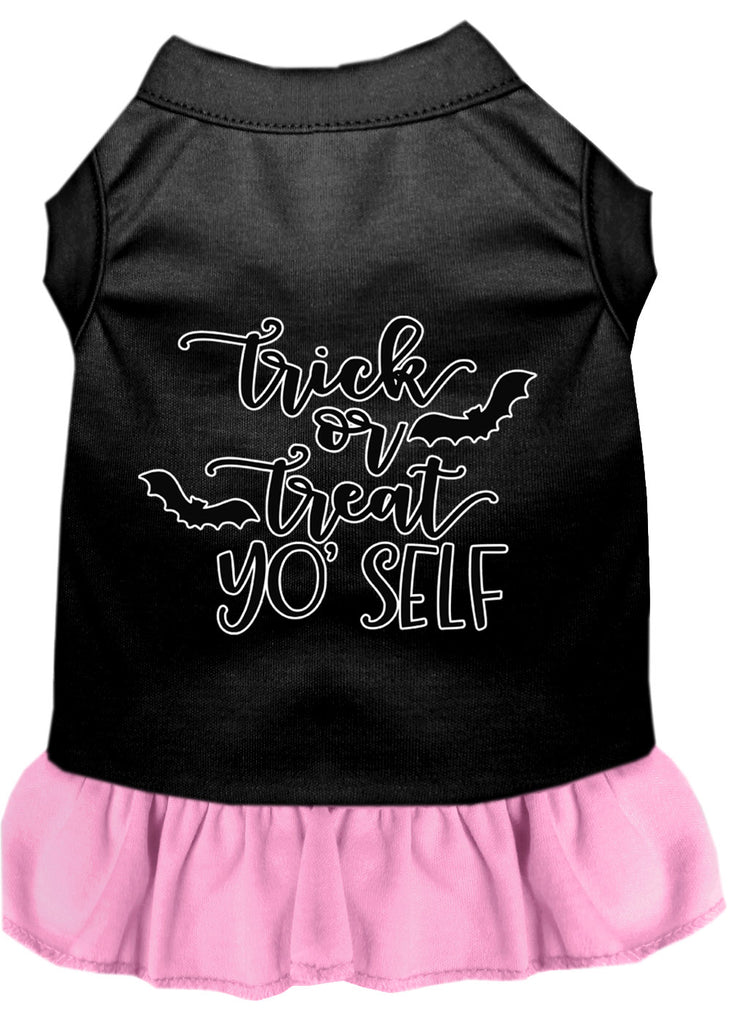 Trick Or Treat Yo' Self Screen Print Dog Dress Black With Light Pink Xxl