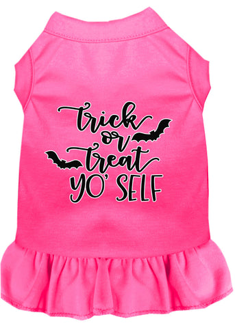 Trick Or Treat Yo' Self Screen Print Dog Dress Bright Pink Xl