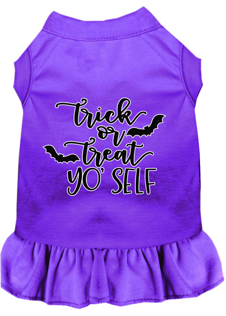 Trick Or Treat Yo' Self Screen Print Dog Dress Purple 4x