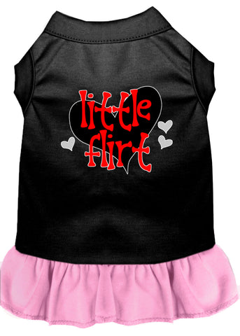 Little Flirt Screen Print Dog Dress Black With Light Pink Sm