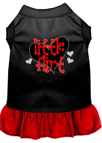 Little Flirt Screen Print Dog Dress Black With Red Sm