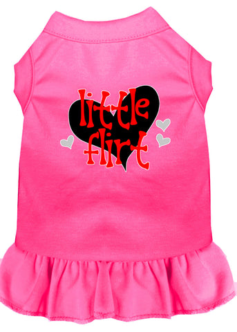 Little Flirt Screen Print Dog Dress Bright Pink 4x