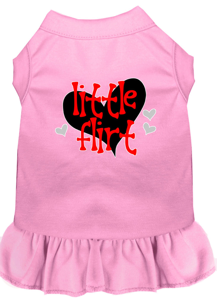 Little Flirt Screen Print Dog Dress Light Pink 4x