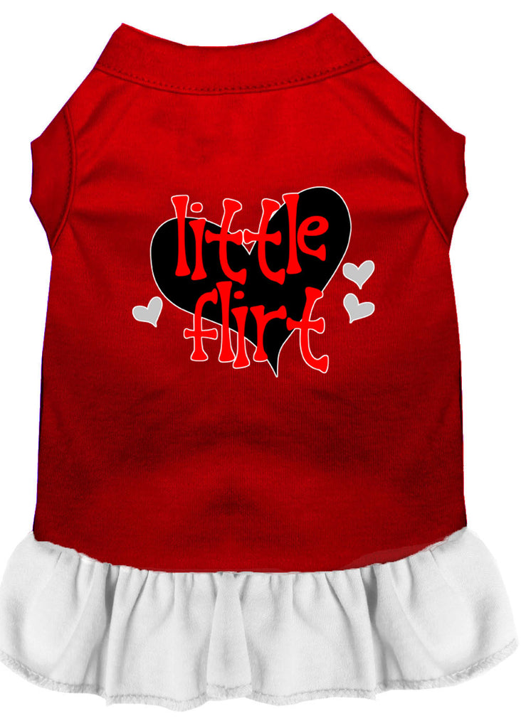 Little Flirt Screen Print Dog Dress Red With White Lg