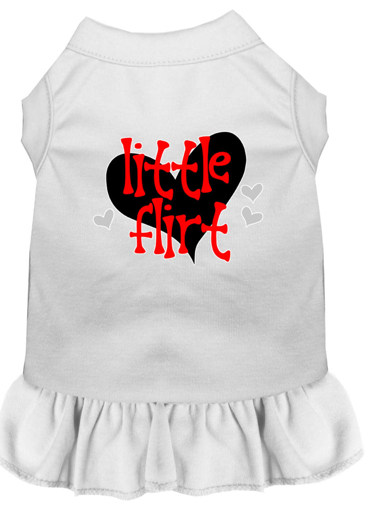 Little Flirt Screen Print Dog Dress White Lg