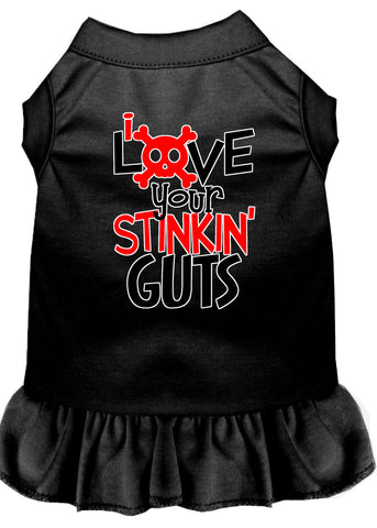 Love Your Stinkin Guts Screen Print Dog Dress Black 4x