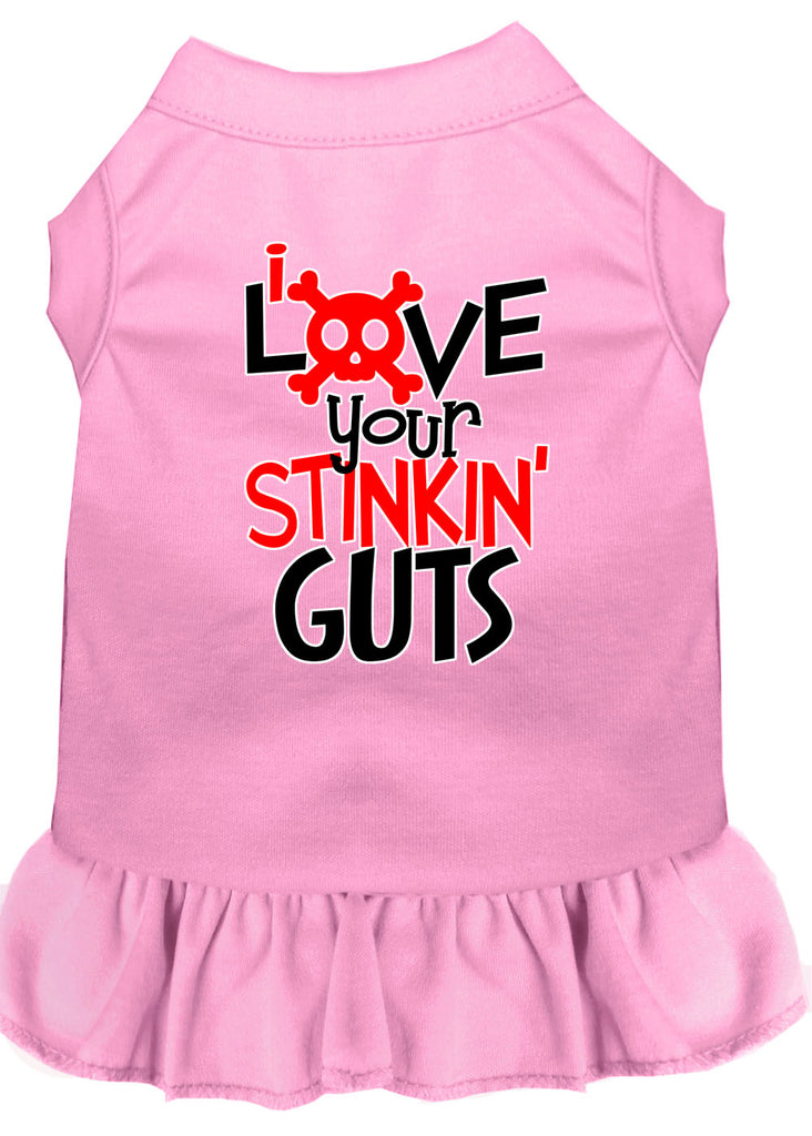 Love Your Stinkin Guts Screen Print Dog Dress Light Pink Med