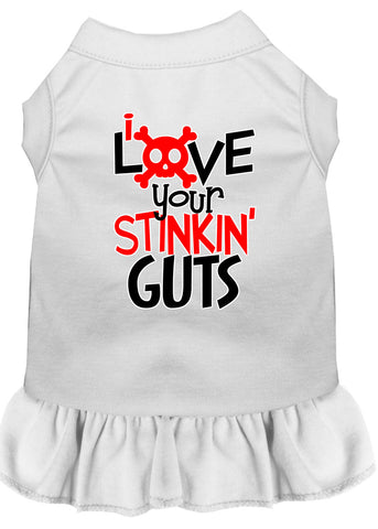 Love Your Stinkin Guts Screen Print Dog Dress White 4x