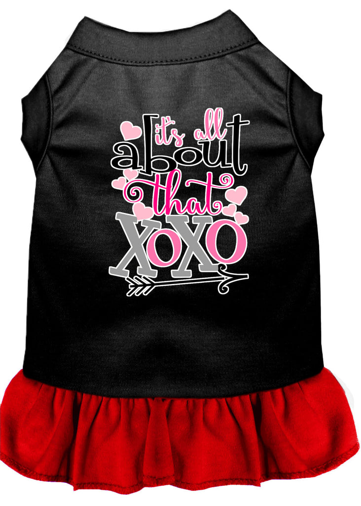 All About The Xoxo Screen Print Dog Dress Black With Red Lg