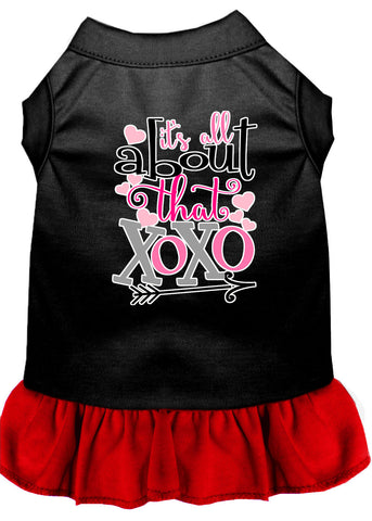 All About The Xoxo Screen Print Dog Dress Black With Red Sm